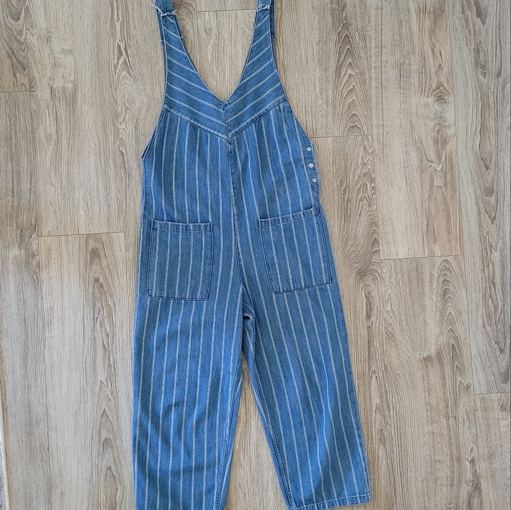 Zara Trafaluc Denim Pinstripe Jumpsuit Romper One Piece - Picture 3 of 12